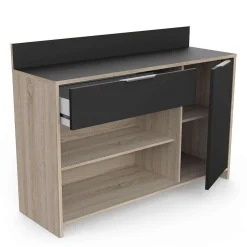 Desserte Cuisine En Bois Noir 2 Niches 1 Porte 1 Tiroir Mike