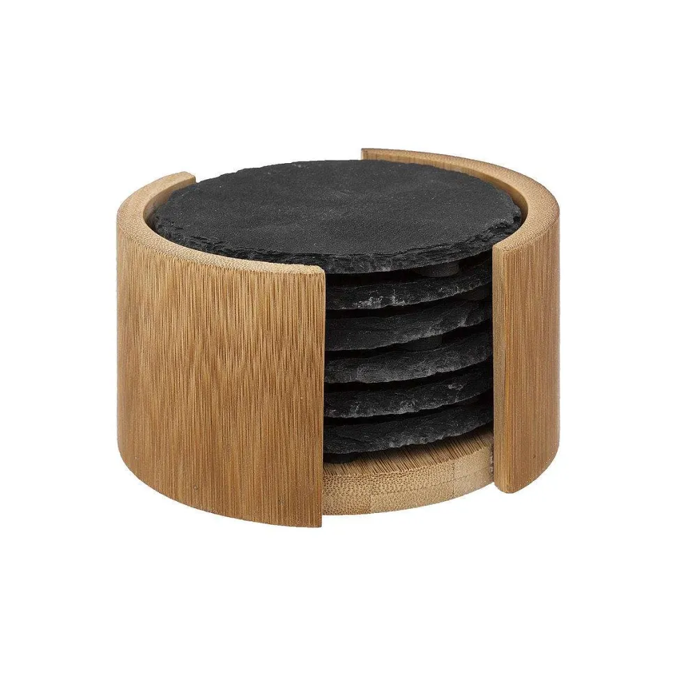 Dessous De Verre Ardoise X6 Pièces Avec Rack