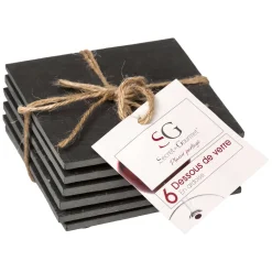 Dessous De Verre X6 Pièces Ardoise 10X10Cm