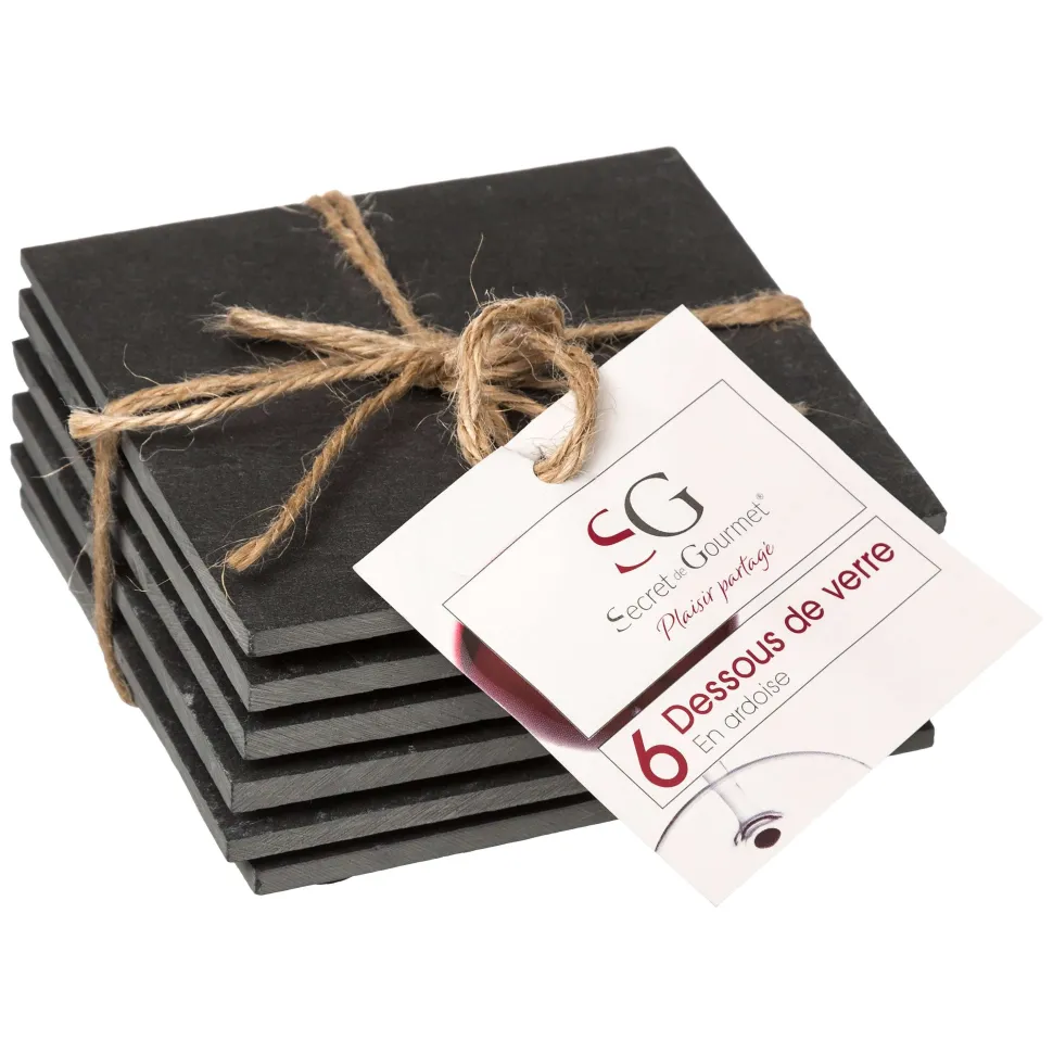 Dessous De Verre X6 Pièces Ardoise 10X10Cm