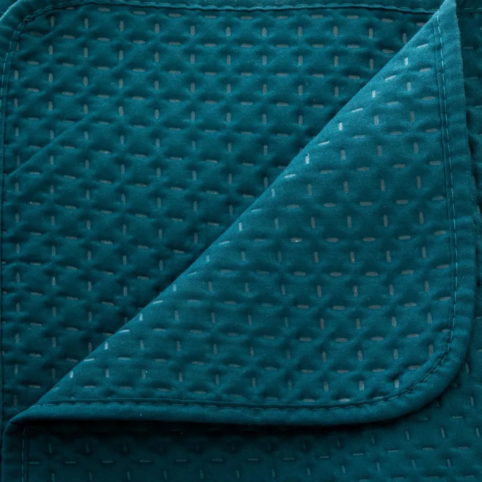 Atmosphera Dessus De Lit Et 2 Taies Dolce Bleu Canard 260X240Cm