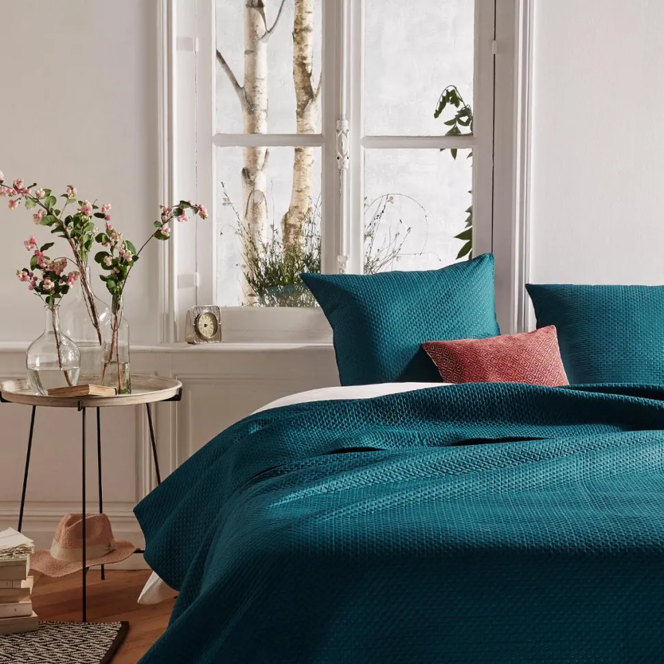 Atmosphera Dessus De Lit Et 2 Taies Dolce Bleu Canard 260X240Cm