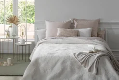 Atmosphera Dessus Lit Velours Feuille Ivoire 240X260Cm