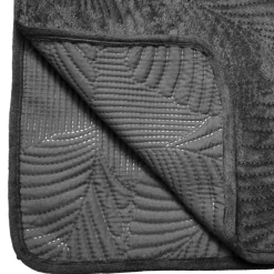 Atmosphera Dessus Lit Velours Feuille Gris Fonce 240X260Cm