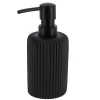 Distributeur A Savon Arrondi Strie Polyresine 230Ml Noir