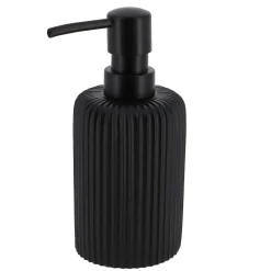 Distributeur A Savon Arrondi Strie Polyresine 230Ml Noir