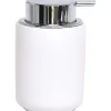 Distributeur A Savon Dolomite Rond Pompe Chrome Blanc