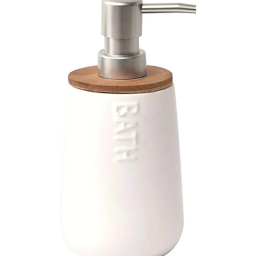 Distributeur A Savon Dolomite Rond Bath Blanc Bambou