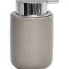 Distributeur A Savon Dolomite Rond Pompe Chrome Taupe