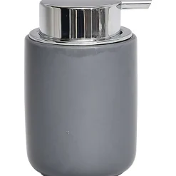 Distributeur A Savon Dolomite Rond Pompe Chrome Gris