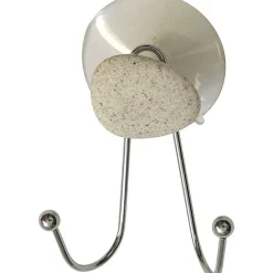 Double Crochet Metal Sur Ventouse 1 Deco Galet Gris