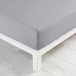 maxibazar Drap Housse 1 Personne 90X190Cm Jersey Uni Galet