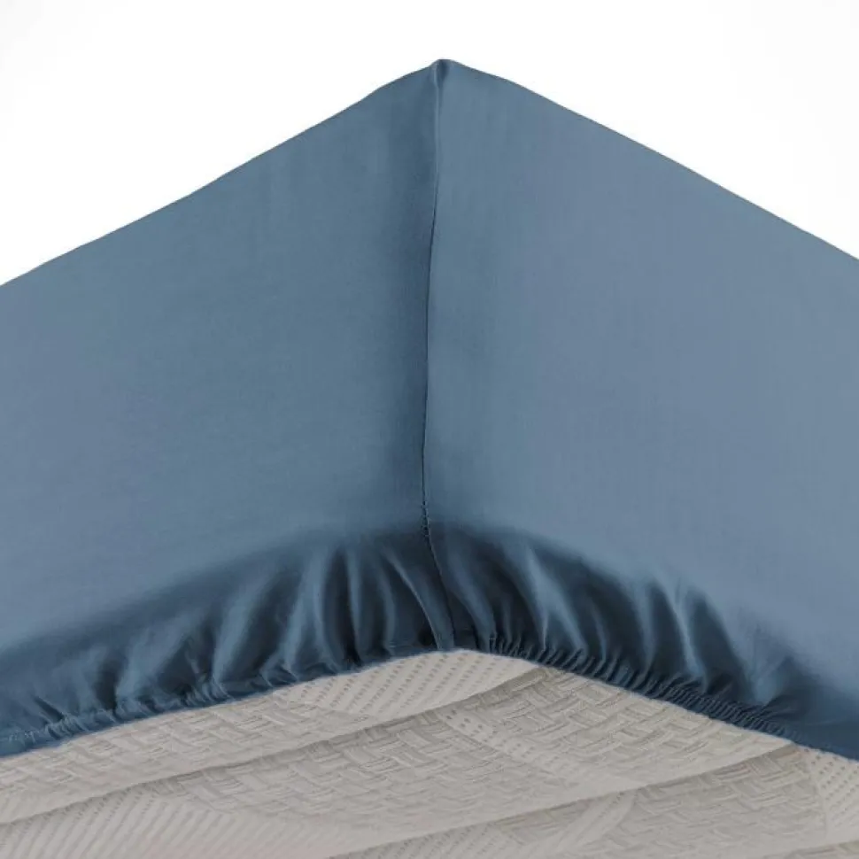 maxibazar Drap Housse 1 Personne 90X190Cm Lina Bleu Nuit