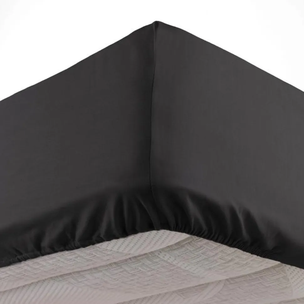 maxibazar Drap Housse 1 Personne 90X190Cm Lina Charbon