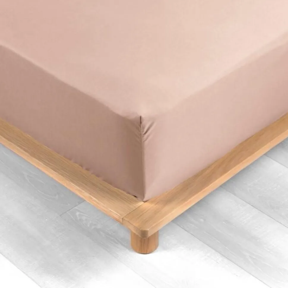 maxibazar Drap Housse 140X190Cm Percale Uni 78 Fils Nude