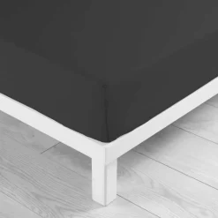 maxibazar Drap Housse 140X190Cm Uni 57 Fils Lina Noir