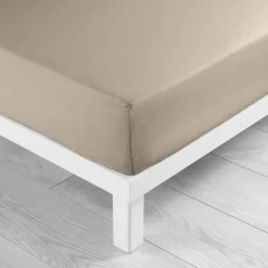 maxibazar Drap Housse 140X190Cm Uni 57 Fils Lina Sable
