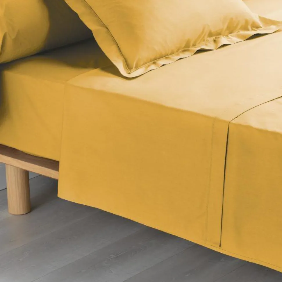 maxibazar Drap Plat 2 Pers 240 X 300 Cm Percale Uni 78 Fils Miel