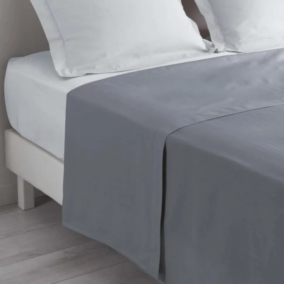 maxibazar Drap Plat 1 Personne 180X290Cm Lina Gris Souris