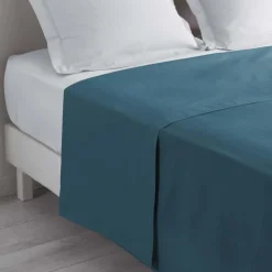 maxibazar Drap Plat 2 Personnes 240X300Cm Lina Bleu Nuit