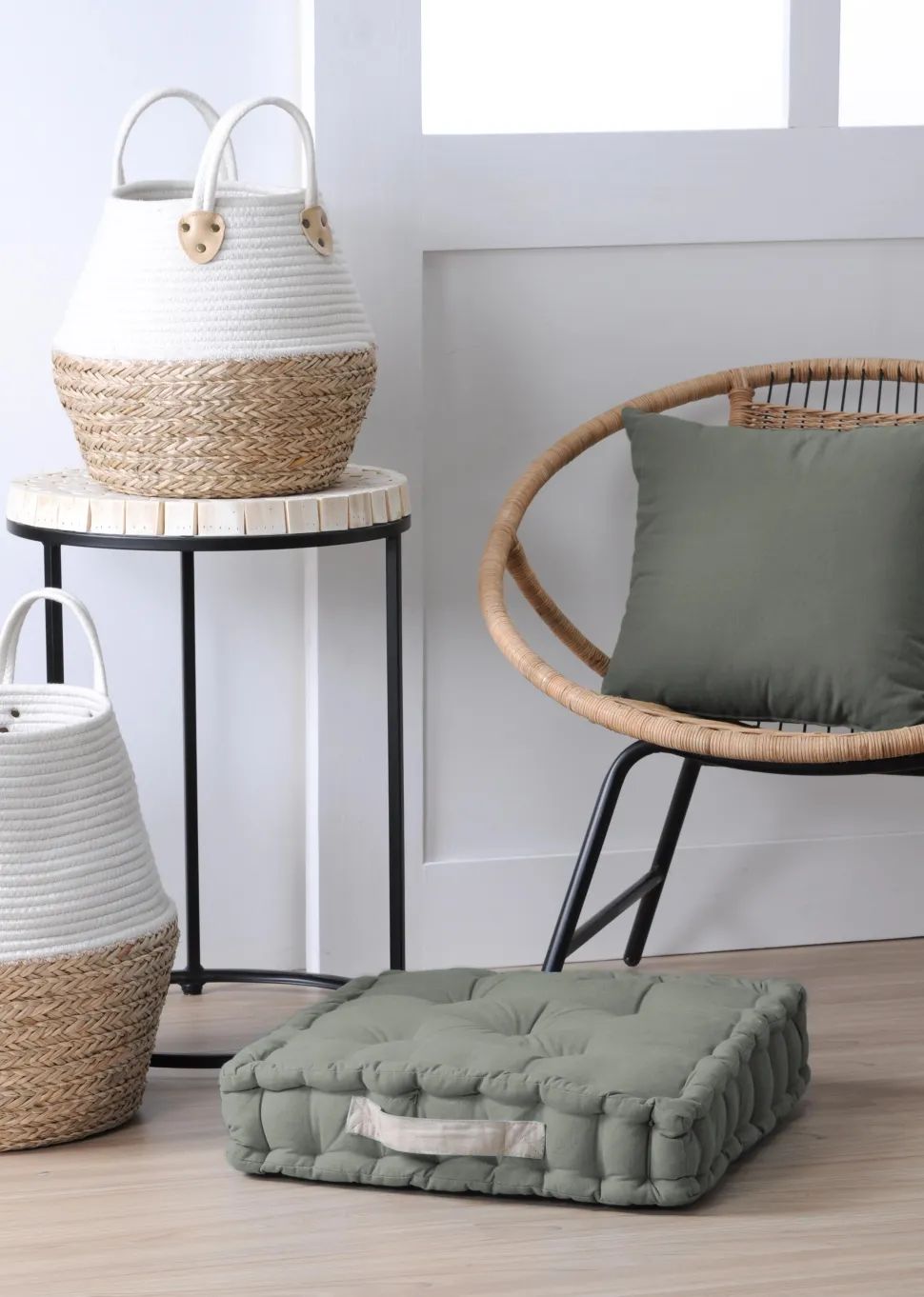 maxibazar Duo Coussin 45X45X10 Kaki Lin