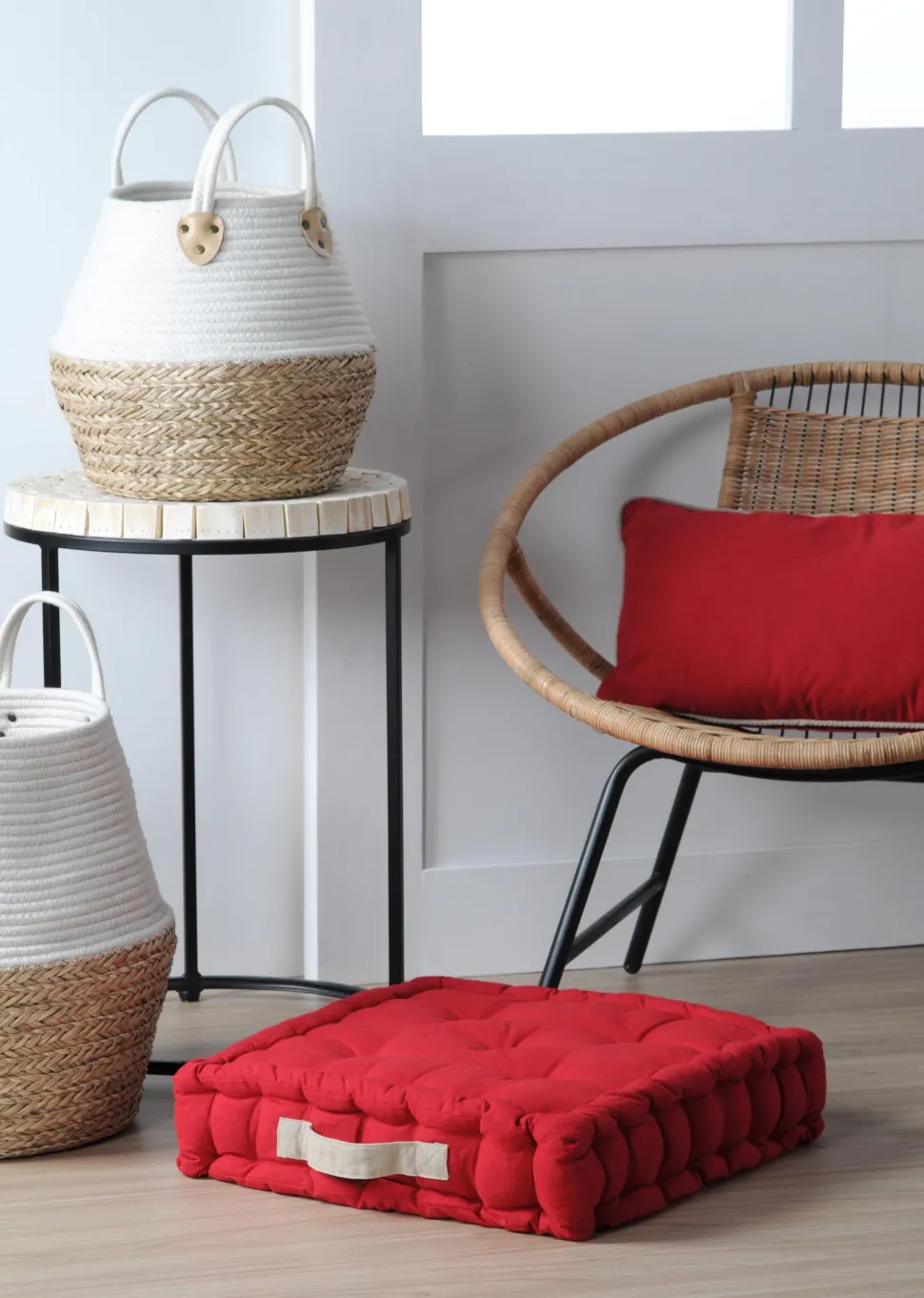 maxibazar Duo Coussin 45X45X10 Rouge Lin