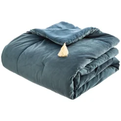 Atmosphera Edredon Sonia En Velours Bleu 80X180Cm