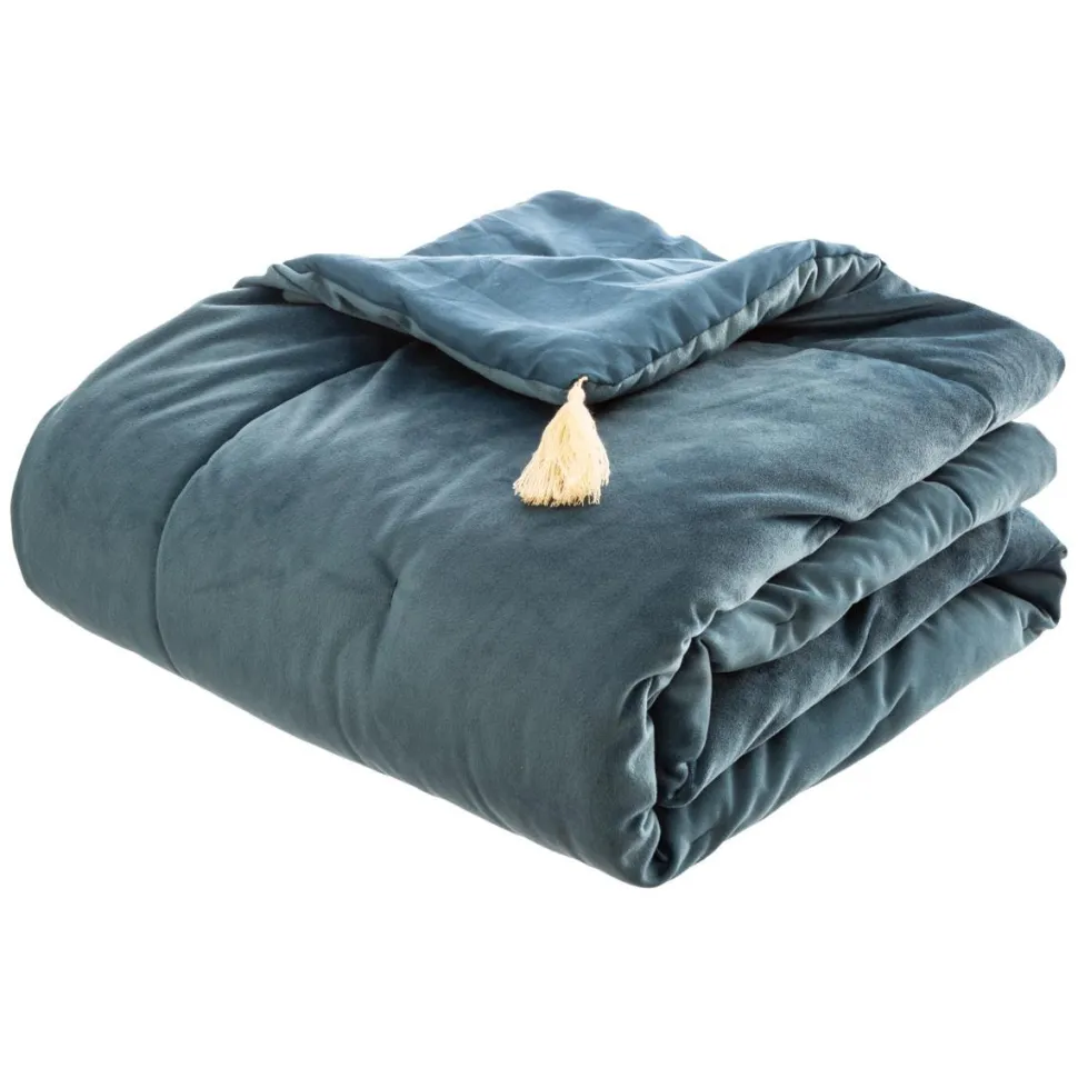 Atmosphera Edredon Sonia En Velours Bleu 80X180Cm