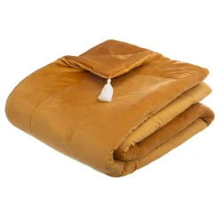 Atmosphera Edredon Sonia En Velours Jaune Moutarde 80X180Cm