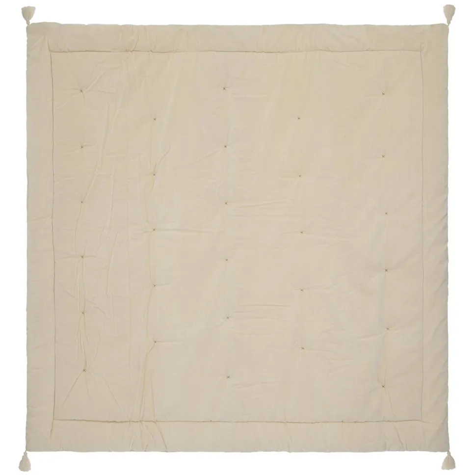 maxibazar Edredon Velours Coton Night Ivoire 150X150Cm