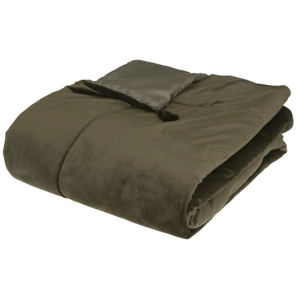 Atmosphera Edredon Velours Sonia Kaki 80X180Cm