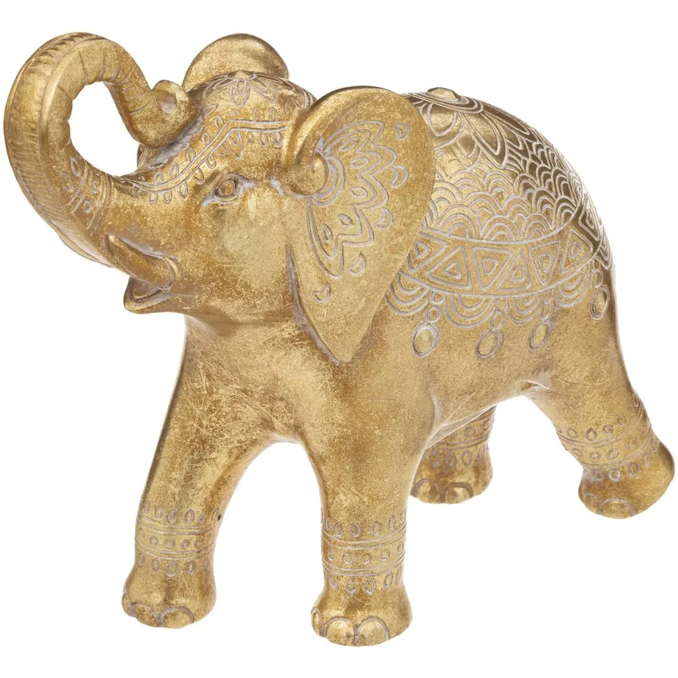 maxibazar Elephant Resine Belinda Or H.23Cm