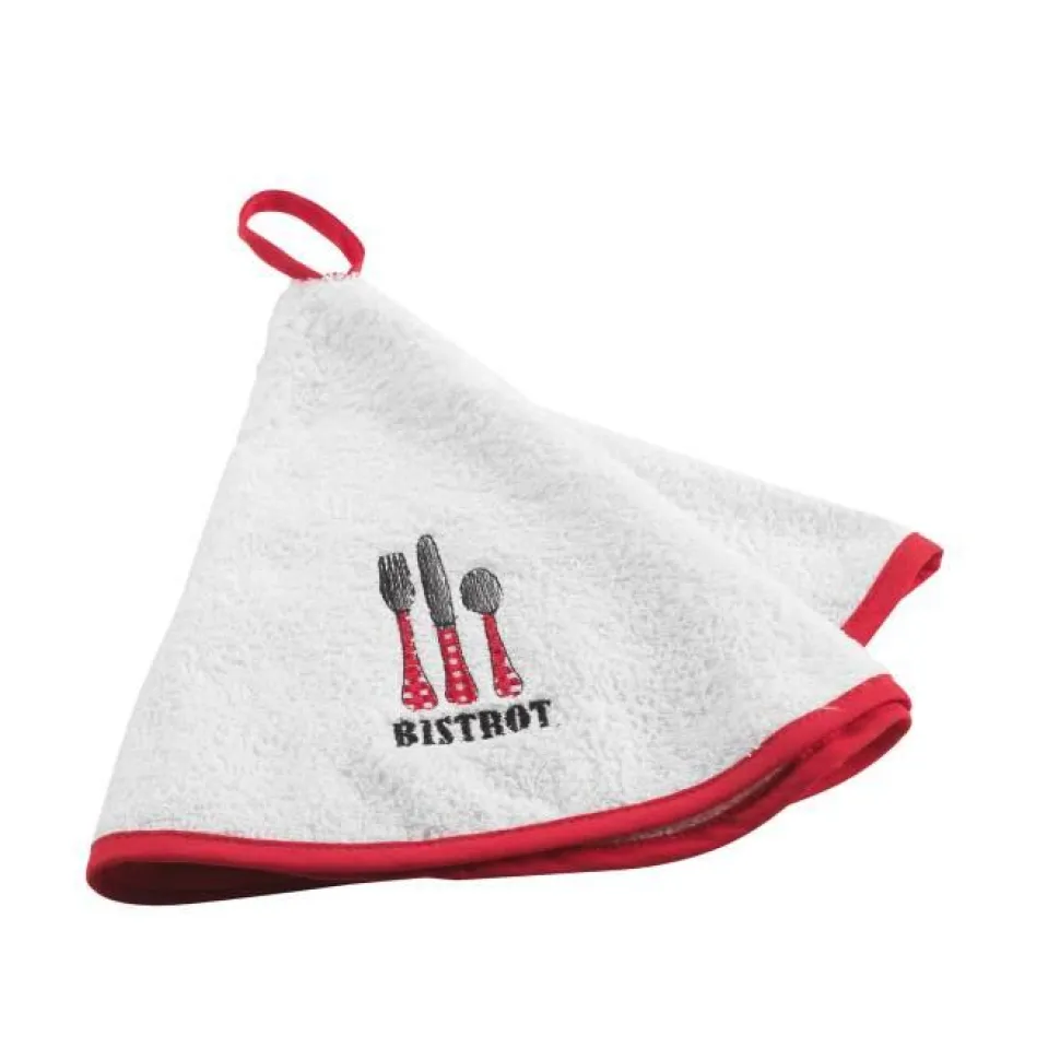 maxibazar Essuie Main Rond 60 Cm Eponge Brodee Au Bistrot Rouge