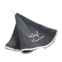 maxibazar Essuie Main Rond 60 Cm Eponge Brodee Cuistot Anthracite