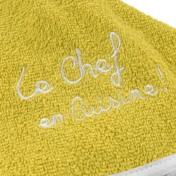 maxibazar Essuie Main Rond 60 Cm Eponge Brodee Cuistot Jaune