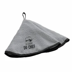 maxibazar Essuie Main Rond 60Cm Eponge Brodee Toque Gris