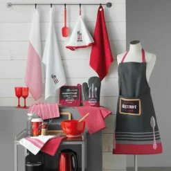 maxibazar Essuie Main 50X50 Cm Eponge Unie Au Bistrot Rouge