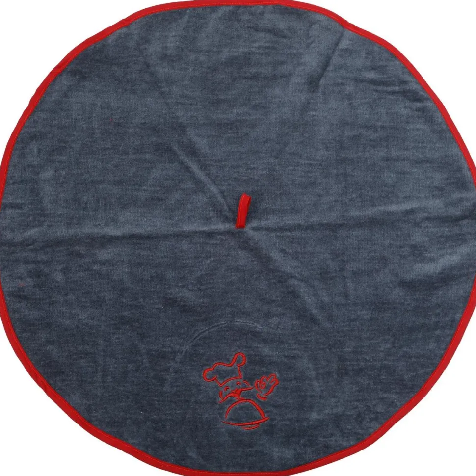 maxibazar Essuie Mains Brode Auguste 60Cm Eponge Rouge Anthracite