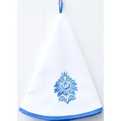 maxibazar Essuie Mains Brode Villa 60Cm Velours Eponge Bleu Blanc