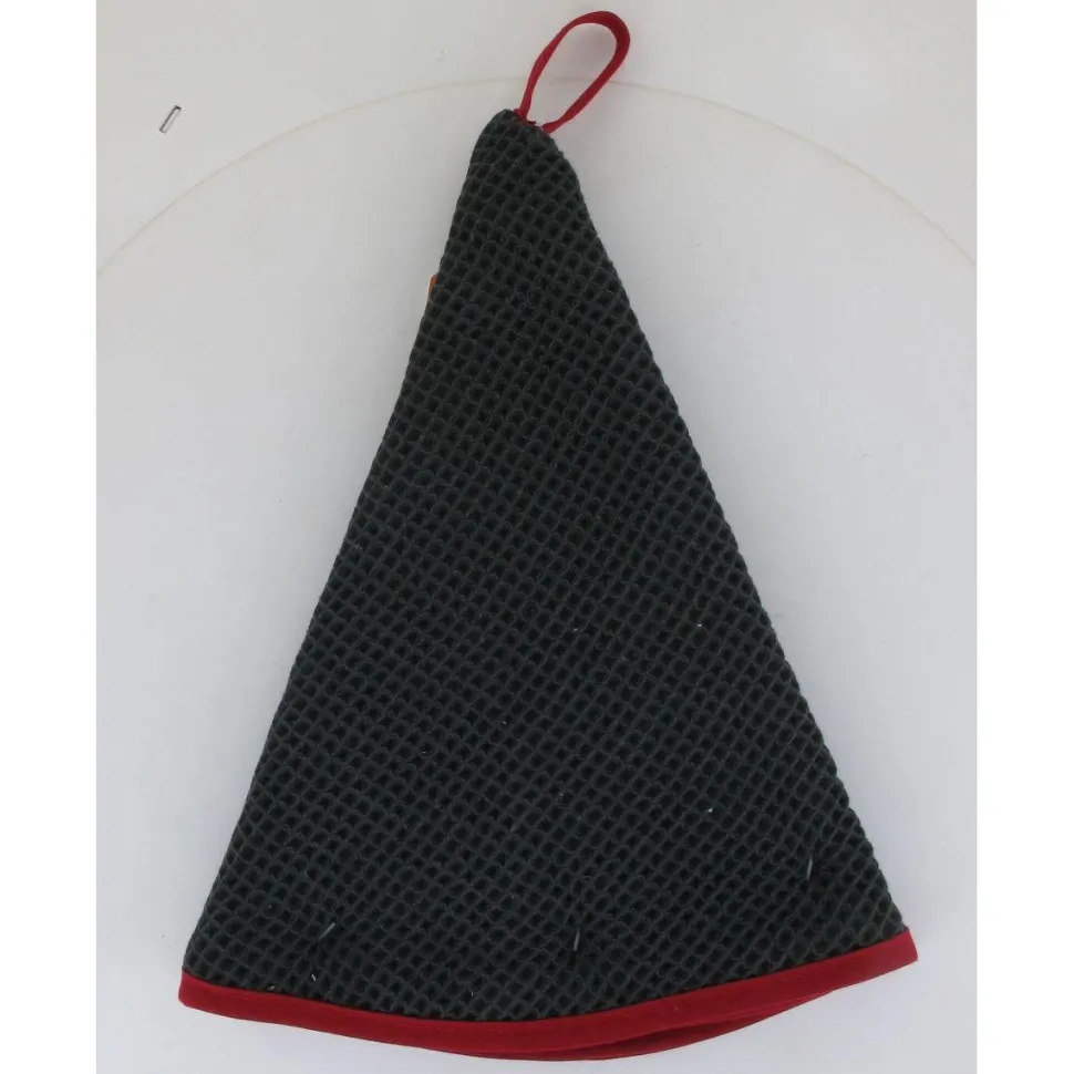 maxibazar Essuie Mains Nid D Abeille Maya 60Cm Coton Anthracite Rouge