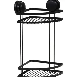 Etagere D Angle Fil Metal 2 Niveaux Sur Ventouses Noir