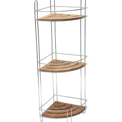 Etagere D Angle Fil Metal Bambou 3 Niveaux Chrome Bambo