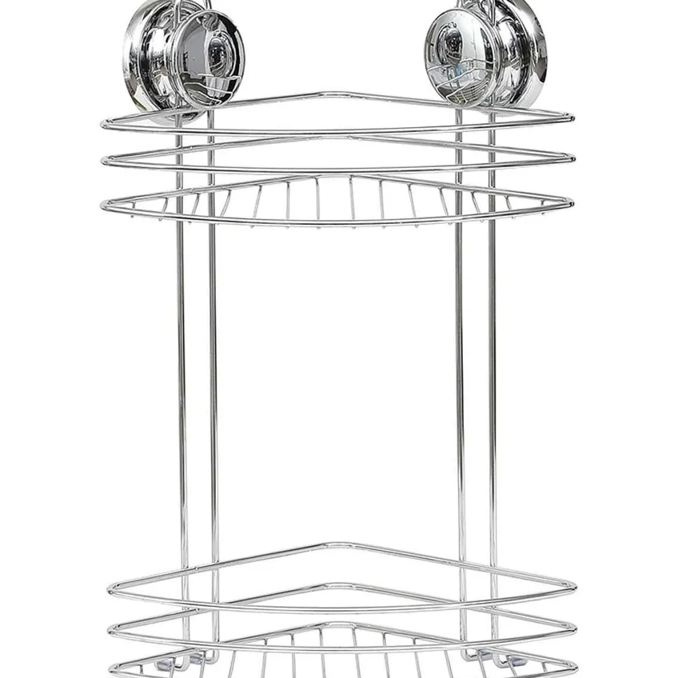 Etagere D Angle Metal 2 Niveaux Sur Ventouses Chrome