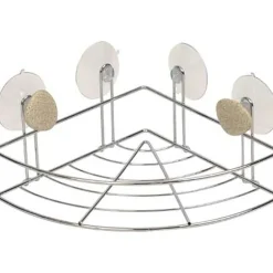 Etagere D Angle Metal 2 Ventouses 2 Deco Galet Gris