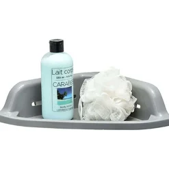 Etagere D Angle Sur Ventouses Gris Blanc