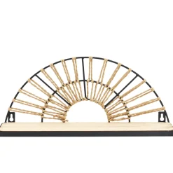 maxibazar Etagere Murale Demi Rond Noir Et Naturelle 38X11Cm