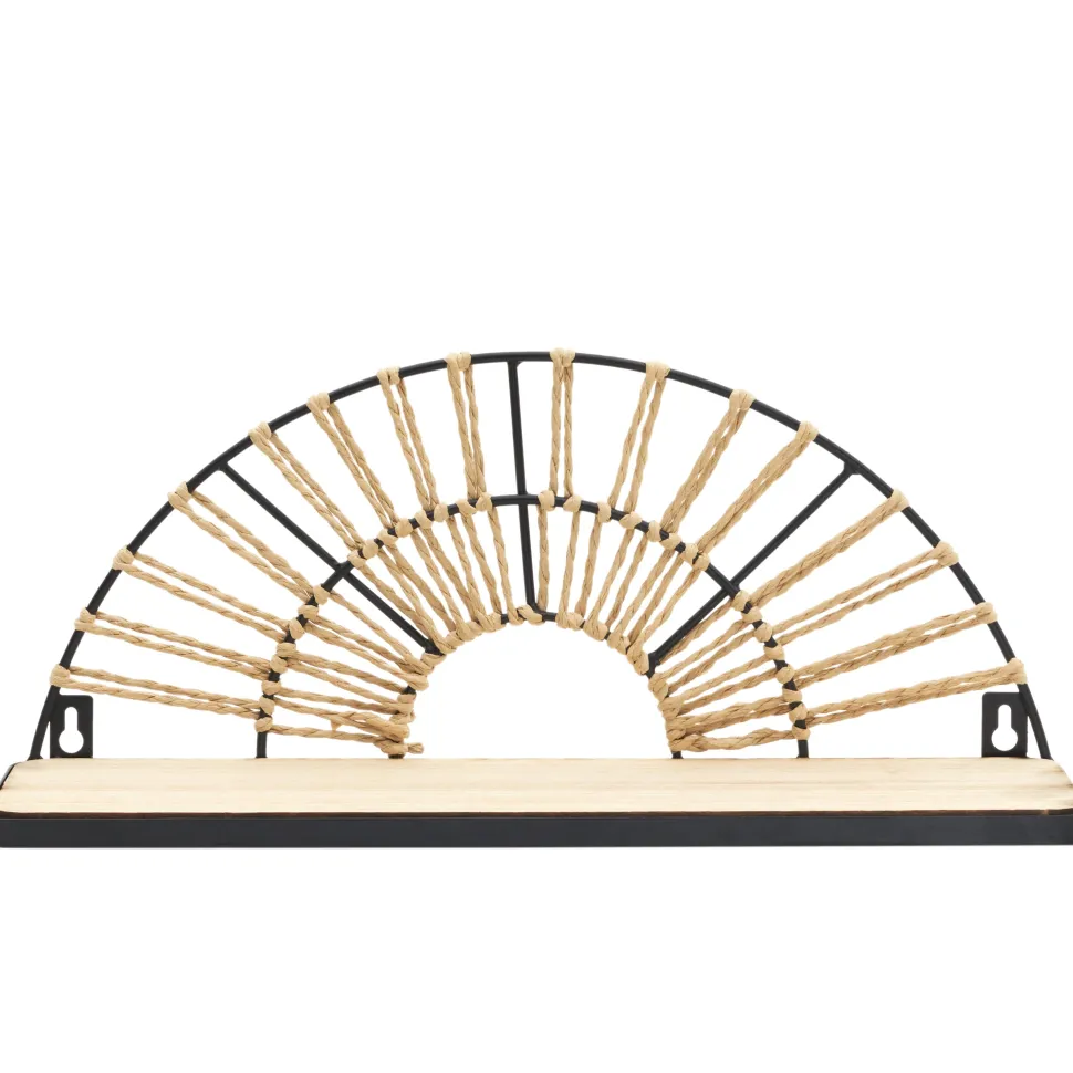 maxibazar Etagere Murale Demi Rond Noir Et Naturelle 38X11Cm
