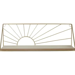 maxibazar Etagere Murale Soleil Filaire Dore 43X12Cm