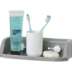 Etagere Rectangulaire Sur Ventouses Gris Blanc