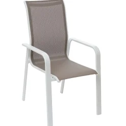 Fauteuil Essio Dossier Haut Noisette Blanc